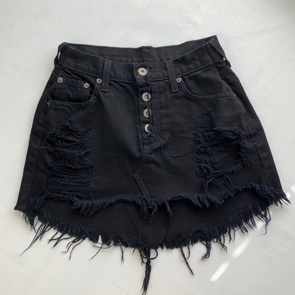 Black Carmar Ripped Skirt